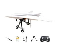 RC Paper Airplane Kit with Gyro Stabilizer, DIY Electric Remote Control Plane with Dual Propellers, Foldable Lightweight Fixed Wing, STEM Flying Toy for Adults Beginner Hobbyists (Three Electrics)