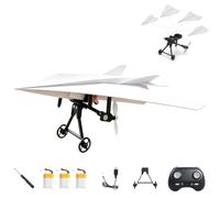 Rc Paper Airplane Kit with Gyro Stabilizer,DIY Electric Remote Control Plane with Dual Propellers, Lightweight Foldable Flying Stem Toy Micro Fixed Wing Drone,for Hobbyists and Beginner Flyers