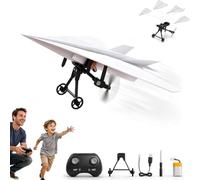 Rc Paper Airplane Kit with Gyro Stabilizer,DIY Electric Remote Control Plane with Dual Propellers, Lightweight Foldable Flying Stem Toy Micro Fixed Wing Drone for Kids Adults
