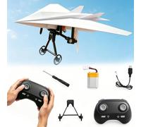 Rc Paper Airplane Kit with Gyro Stabilizer,Diy Electric Remote Control Plane with Dual Propellers,Lightweight Foldable Flying Stem Toy,for Kids Beginner Flyers and Backyard Park Beach，Three Battery