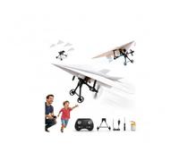 Rc Paper Airplane Kit with Gyro Stabilizer -DIY Electric Remote Control Plane with Dual Propellers,Lightweight Foldable Flying Stem Toy,Micro Fixed Wing Drone Glider Toy for Hobbyists Beginner Flyers