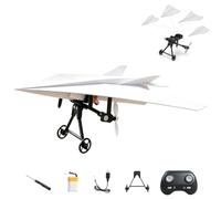 Rc Paper Airplane Kit with Gyro Stabilizer,DIY Electric Remote Control Plane with Dual Propellers, Lightweight Foldable Flying Stem Toy Micro Fixed Wing Drone,for Hobbyists and Beginner Flyers