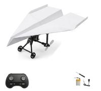 RC Paper Airplane Kit with Remote Controller Foldable Paper Glider Power Set for Handmade Paper Models Educational Flying Toy for Outdoor Creative Activities (Single Battery)