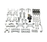 RC Parts 13-Piece Metal Upgrade Kit For Swing Arm Pull Rod Steering Cup Shock Absorber For WLtoys 104072 1/10 RC Car Upgrades Parts(Silver)