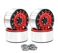 Rc Parts Accessories For Axial For SCX10 For Wraith RR10 For Capra For TRX4 YK4082 1/8 1/10 4pcs 2.6" Metal Beadlock Wheel Rim Hub 12mm 17mm Hex RC Crawler Car(Red)
