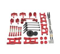 Rc Parts For WLtoys 124016 124017-18 124019 144001144010 RC Car Parts Metal Upgrade Kit Drive Shaft Pull Rod For Swing Arm Steering Cup Gear(Red)
