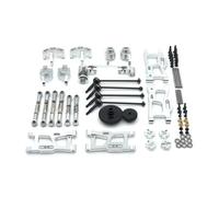 Rc Parts For WLtoys 124016 124017-18 124019 144001144010 RC Car Parts Metal Upgrade Kit Drive Shaft Pull Rod For Swing Arm Steering Cup Gear(Silver)