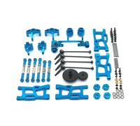 Rc Parts For WLtoys 124016 124017-18 124019 144001144010 RC Car Parts Metal Upgrade Kit Drive Shaft Pull Rod For Swing Arm Steering Cup Gear(Blue)