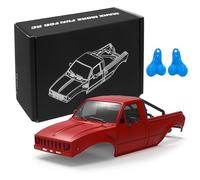 RC Pickup Body Shell with Bed Rack and Light kit & 2PCS Hanging Ball Nuts for 1/24 RC Crawler Axial SCX24 C10 Bronco Wrangler Base Camp 4Runner (Red)