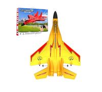RC Plane, 2.4 GHZ Remote Control Wireless Airplane Toy, Easy to Fly RC Fighter, Remote Control Aircraft with Lights, Remote Airplanes Foam RC Fighter Airlane Jet for Adult Kids Beginner (Yellow)