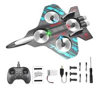 RC Plane, 9.8inch 2.4Ghz 360° Circling Remote Control Airplane with 4 Propeller, One-Click Take-Off & Landing RC Jet with LED Light for Kids Adults (Blue)