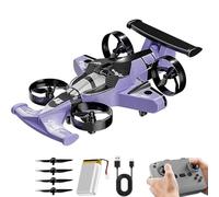 RC Plane Drone for Kids, 2 in 1 Land and Air 360° Aircraft High Speed Drift Cars with Remote Control & LED Lights, 2.4GHz RC Car Quadcopter, 4DRC Mini Drone, Helicopter Plane for Kids/Adults (Purple)