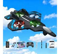 RC Plane, Foam Remote Control Airplanes with Lights, 360° Flip, Stunt Roll, 10 Minute Battery Life, 3 Speeds Adjustable RC Fighter Airlane Jet Toys Gifts for Kids Boys Adults Beginners