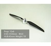 RC Plane Folding Propeller 12×6 inch w/Spinner Size D38×H34mm, and Motor Shaft Diameter φ4.0 with CNC Aluminum Alloy Spinner (12×6, Shaft Φ4.0)