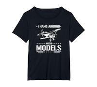 RC Plane Men Model Airplane T-Shirt, Women's Plus, Black, 4X