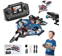 RC Plane,RC Fighter Jet Plane with Camera and Screen for Adults & Kids, Remote Control Stunt Airplane w/ 360° Flips, Altitude Hold, One-Key Takeoff & LED Lights, EVA Foam Glider Toy for Kids 8-12