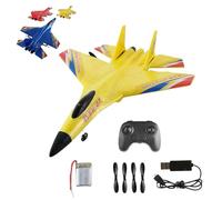 RC Plane Remote Control Glider Airplanes, Foam Remote Control Airplanes, 2.4 GHZ 2 Channels, Easy to Fly RC Fighter, RemoteControl Aircraft with Automatic Balance Gyro for Adult Beginner (Yellow)