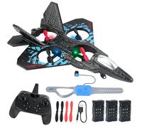 RC Plane, Remote Control Wireless Airplane Toy - RC Plane Re mote Contro l 2CH 2.4Ghz R C Pl ane with Lights, Remote Control Airplanes Foam R C Fighter Airlane Jet for Adults Kids (Black Dual remote)