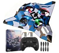 RC Plane Toy, 2.4Ghz Remote Control Airplane with LED Lights, 360° Flip, Auto Hover, 2 Batteries, Anti Falling Stunt Roll Spinning Drone, Foam Fighter Jet Helicopter Toy Gift for Kids Adults Beginners