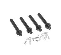 RC Repair Parts Compatible With Axial For SCX10 90027 D90 TF2 For Tamiya CC01 4Pcs Metal RC Car Shell Body Mount Posts With R Clips For 1/10 RC Crawler(Black)