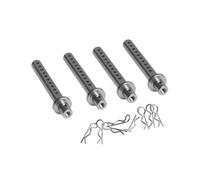 RC Repair Parts Compatible With Axial For SCX10 90027 D90 TF2 For Tamiya CC01 4Pcs Metal RC Car Shell Body Mount Posts With R Clips For 1/10 RC Crawler(Gray)