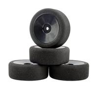 RC Repair Parts Compatible With HSP For HPI 1/10 On-road RC Car 12mm Hex RC For Racing Cars Accessories 4Pcs Set Fir For Racing Foam Tire Wheel Rim Set(Black)