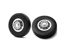 RC Repair Parts Compatible With Tamiya 1/14 RC Trailer Tractor Truck Car Parts Metal Front Rear Wheel Hub Rims With 22mm/25mm Width Rubber Tires(Front)
