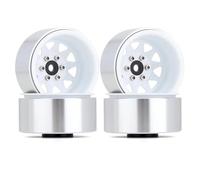 RC Repair Parts Compatible With TRX4 For Axial SCX10 90046 W1940 1/10 RC Crawler Car Deep Dish Negative Offset 8.9mm Metal 1.9" Beadlock Wheel Rim Hub(White)
