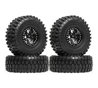 RC Repairs Accessories For Axial For SCX10 For Wraith RR10 For Traxxas For TRX4 1/10 4Pcs Beadlock Wheel Aluminum And 1.9 Inch RC Crawler Tires(Black)