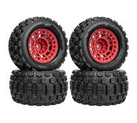 RC Repairs Components For Arrma Big For Rock For Granite For Vorteks 3S For Traxxas For Rustler 1/10 2.8" MX Tires With 12mm Hex Adapter RC Truck Tires(Red)