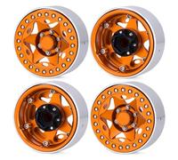 RC Repairs Models For Axial For SCX10 For TRX4 For TRX6 D90 For Redcat Gen8 D110 For Tamiya 1/10 1.9'' CNC Aluminum Alloy Beadlock Wheel Rim RC Crawler(Orange)