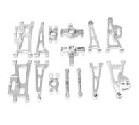 RC Repairs Parts For Hyper Go For MJX 1/14 14209 14210 H14BM Upgrade Rc Car Remote Control Car Parts Suspension Swing Arms Steering Rod Hubs Set Accessories(Silver)