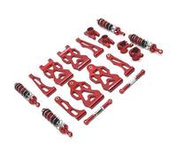 RC Repairs Parts For SCY 1/16 16101 16102 16103 16104 16106 16201 For JJRC Q130A Q117D RC Car Parts Metal Upgraded Swing Arm Steering Cup Steering Rod Shock Absorbers Set(Red)
