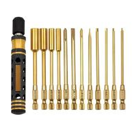 Rc Replace Parts 12Pcs RC Model Replacement Inner Hexagonal Screwdriver Hexagon Wrench Sleeve Cross Driver Flat Heat Drivers Repairing Tool(Yellow)