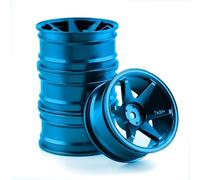 RC Replacement Parts For HSP For Tamiya For HPI For Kyosho For Sakura D5 For TT02 1/10 4PC On-Road Drift Car Aluminum Alloy Metal Wheel Hub Climb Rim(Blue)