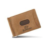 RC Rexcuir Carryall Bifold Spring Tension RFID Money Clip Wallet | Magnet Closure Full Grain Oil Pullup Leather with Credit Card Slots (Sand Tan), sand tan, Travel Accessories, sand tan, Travel