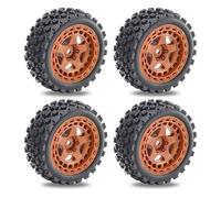 RC Rims Hubs Tire For Arrma 2S For Typhon For Grom 1/18 4pcs Rubber Tires Plastic Wheel Hub RC Crawler Car DIY Upgrade Accessory Replace Parts(Brown)