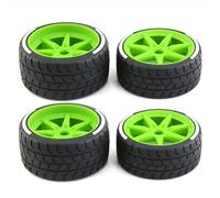 RC Rims Hubs Tire For ARRMA For Firebird For FELONY For FSR For Mustang For Racing 1/7 4Pcs Tire 17mm Wheel Hex Highway Flying God Flat Running Parts(Green)
