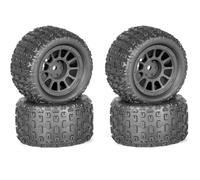 RC Rims Hubs Tire For Arrma For Granite For Grom For Typhon For GROM 1/18 4pcs 74mm Rubber Tire 12mm Hex RC Car Upgrade Parts Accessories Modified(Black)