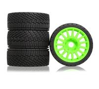 RC Rims Hubs Tire For KM WRC C3 For ARRMA For Racing 1/7 1/8 Wheels Tires 17mm Hex On Road Car RC For Rally Upgrade Parts Model Accessory Replace(Green)