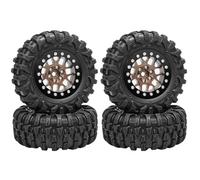 RC Rims Hubs Tire For SCX24 For TRX4M Ascent18 1/24 1/18 1.3" Aluminum Beadlock Wheels Tires Set Mud For Terrain RC Crawlers Upgrades Trucks Parts(Brown)