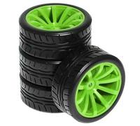 RC Rims Hubs Tire For Tamiya For TT01 For TT02 XV01 XV02 PTG-2 TA06 For HSP For HPI For Kyosho 1/10 RC Tires Wheel Rims Hub Sets 12mm Hex On Road Car(Green)