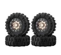 RC Rims Hubs Tire For TRX4M For SCX24 Ascent18 1/18 1/24 1.3" Aluminum Beadlock Wheels Mud For Terrain Tires Set Crawlers Upgrades RC Modified(Brown)