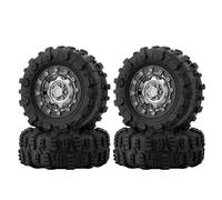 RC Rims Hubs Tire For TRX4M For SCX24 Ascent18 1/18 1/24 1.3" Aluminum Beadlock Wheels Mud For Terrain Tires Set Crawlers Upgrades RC Modified(Gray)