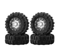 RC Rims Hubs Tire For TRX4M For SCX24 Ascent18 1/18 1/24 1.3" Aluminum Beadlock Wheels Mud For Terrain Tires Set Crawlers Upgrades RC Modified(Silver)