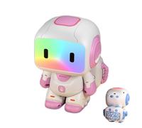 RC Robot Toy for Kids - Rechargeable Programming Robot with Dance, Music, LED Eyes & Recording | Remote Control Toy for Boys Girls 3+ (Pink)