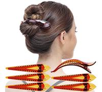 RC ROCHE 6 Pcs Duck Bill Alligator Hair Clips for Women Sectioning Flat Claw Long Thick Hair Inner Teeth Curved Styling Jaw Strong Secure Grip Salon, Large Brown