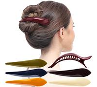 RC ROCHE 6 Pcs Duck Bill Alligator Hair Clips for Women Sectioning Flat Claw Long Thick Hair Inner Teeth Curved Styling Jaw Strong Secure Grip Salon, Large Classic Multicolor