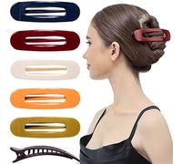 RC ROCHE 6 Pcs Flat Claw Hair Clips for Women Lay Down Barrettes No Crease Side Slide Thick Long Hair Duckbill French Against Head Jaw Claw Styling Clamp, Medium Classic