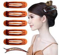 RC ROCHE 6 Pcs Flat Claw Hair Clips for Women Lay Down Barrettes No Crease Side Slide Thick Long Hair Duckbill French Against Head Jaw Claw Styling Jumbo Extra XL Clamp, Large Brown